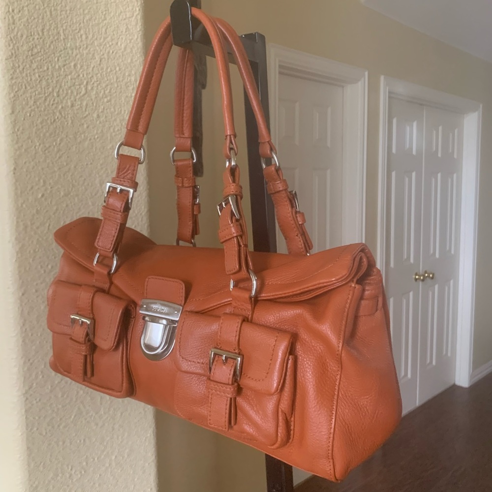 Prada Flap Satchel Shoulder Bag in Burnt Orange Leather New - Picture 7 of 16